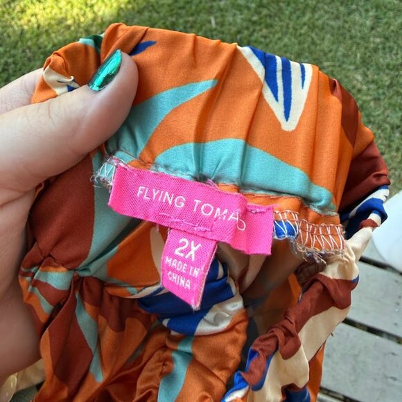 Flying Tomato Leaf-Pattern Maxi Skirt (Size 2X) - Picture 3 of 4